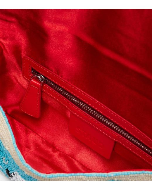 Staud Blue Tommy Beaded Shoulder Bag