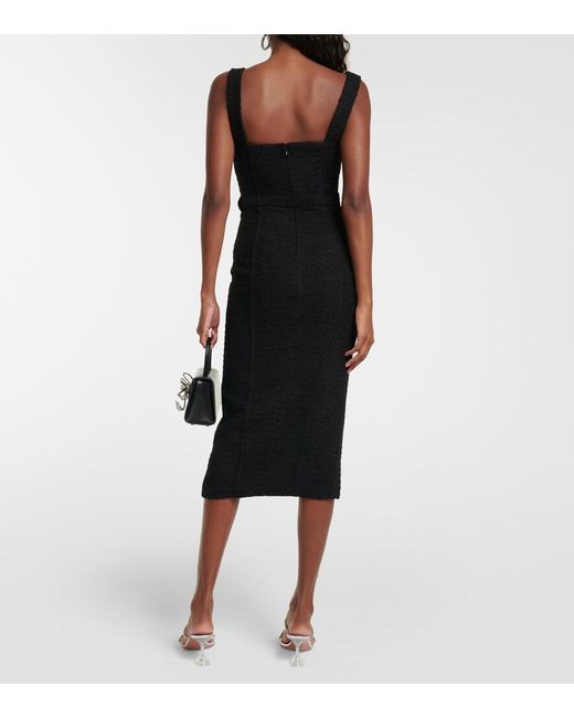 Self-Portrait Black Boucle Midi Dress