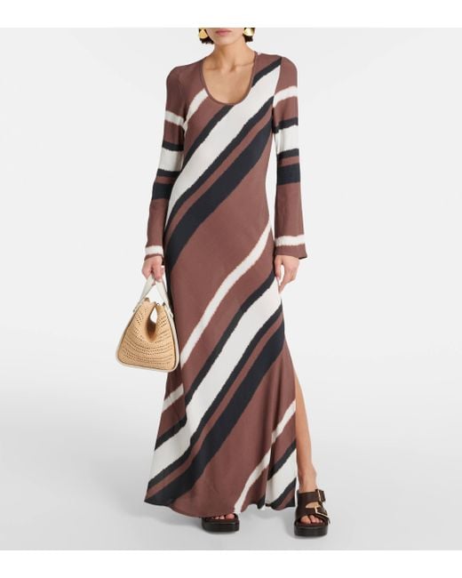 Faithfull The Brand Brown Da Costa Striped Maxi Dress