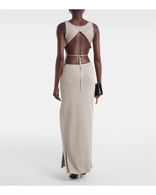 Tom Ford White Metallic Knit Maxi Dress