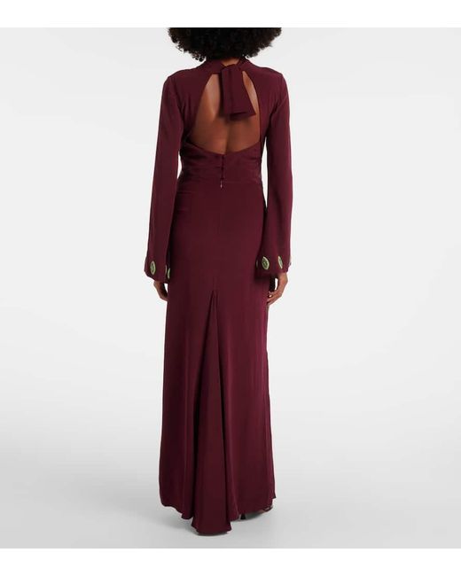 Johanna Ortiz Red Aurora Magica Beaded Silk Gown