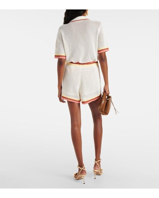 Zimmermann White Golden Open-Knit Shorts