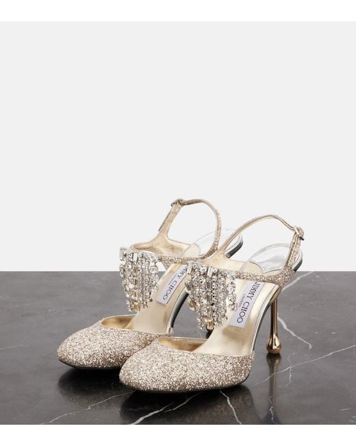 Jimmy Choo Metallic Verity 95 Glitter Pumps