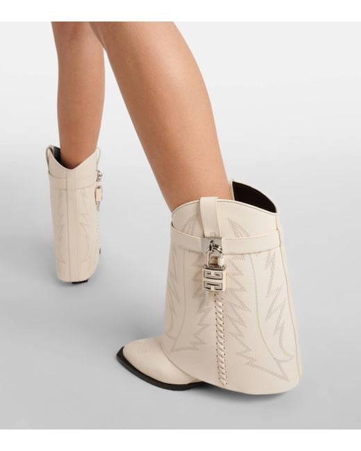 Givenchy White Shark Lock Cowboy Ankle Boots