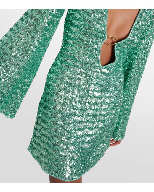 Oseree Green Sequined Beach Dress