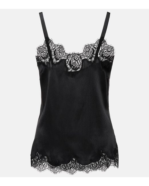 Top de lencería, de raso y encaje Dolce & Gabbana de color Black