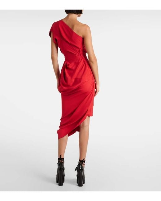 Vivienne Westwood Red One-Shoulder-Midikleid Andalouse