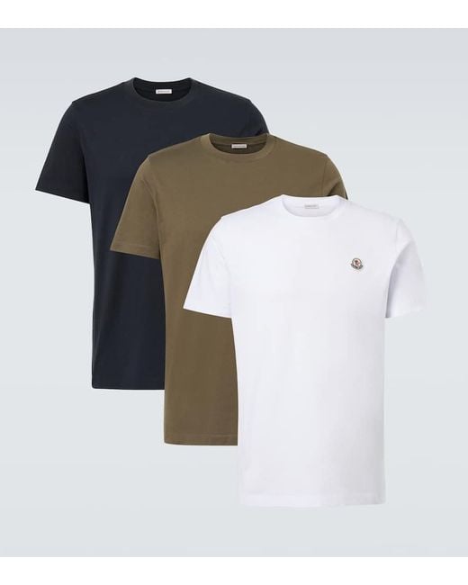 Moncler Black Set Of 3 Cotton Jersey T-Shirts for men