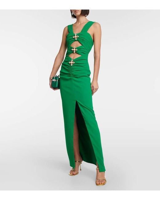 Vestido de fiesta de crepe adornado con aberturas Self-Portrait de color Green
