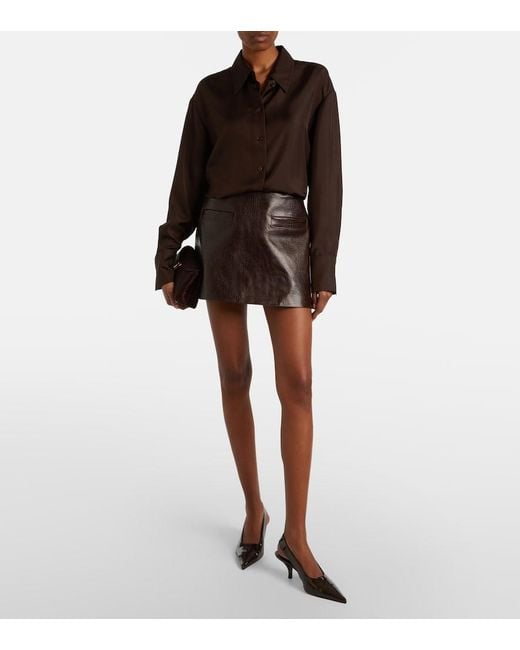 Frankie Shop Brown Rory Croc-Effect Leather Miniskirt