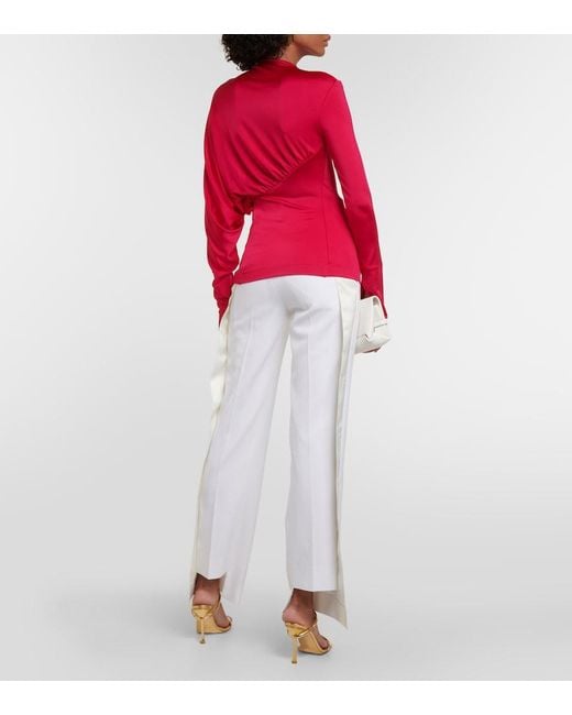Victoria Beckham Pink Gathered Jersey Top
