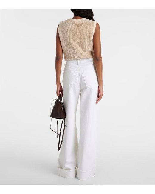 Agolde White Dame Jean High-Rise Wide-Leg Jeans