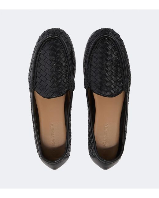 Bottega Veneta Black Silenzio Intrecciato Leather Loafers for men