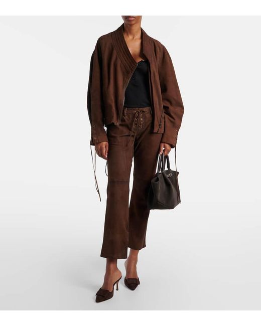 DeMellier London Black New York Midi Suede Tote Bag