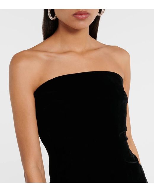 Wardrobe NYC Black Strapless Velvet Midi Dress