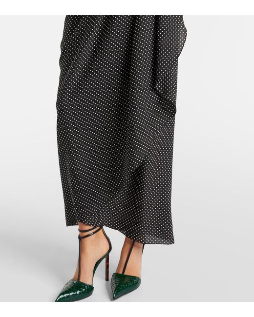 Tom Ford Black Polka-Dot Silk Midi Skirt