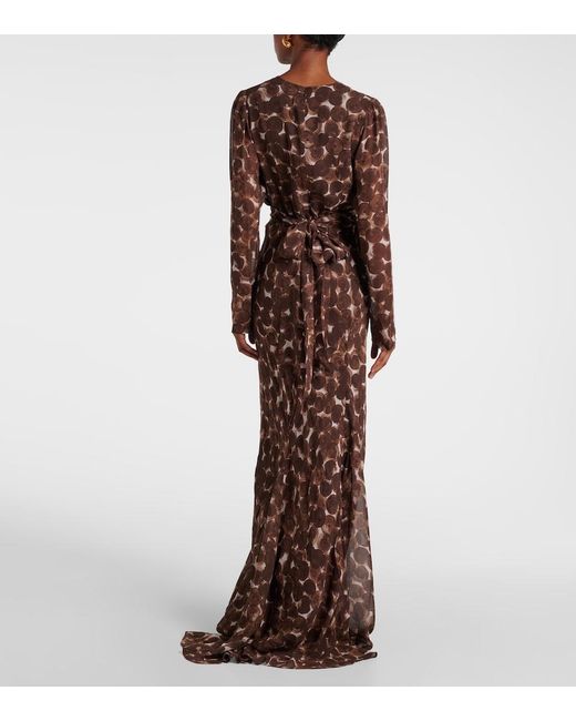 Dries Van Noten Brown Printed Silk Gown