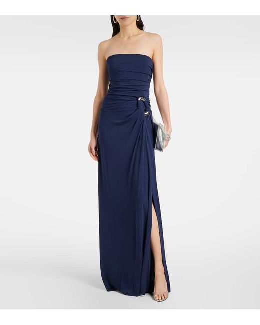 Abito Lungo Emma Con Ruches di Jonathan Simkhai in Blue