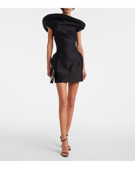 Magda Butrym Black Asymmetric Cotton Corset Dress