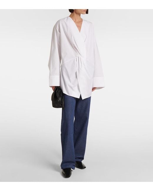 TOVE White Destry Gathered Cotton Poplin Top