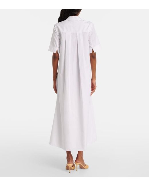 Erdem White Embroidered Cotton Poplin Shirt Dress