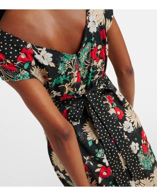 Rixo White Carey Floral Cotton Midi Dress