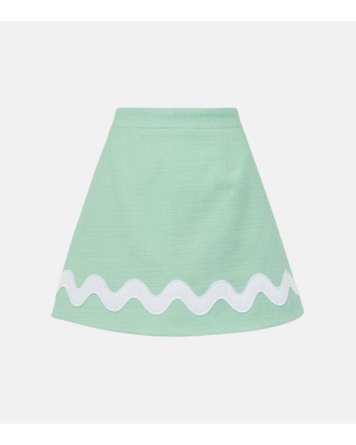 Patou Green High-rise Cotton-blend Tweed Miniskirt