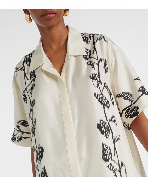 Asceno Natural Montauk Silk Twill Bowling Shirt