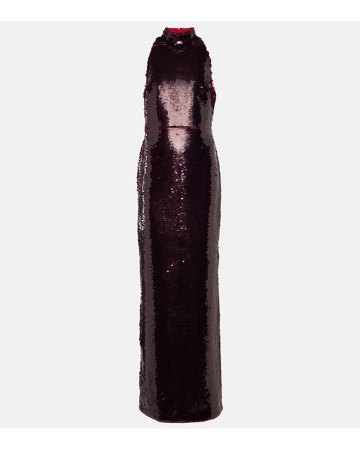 Safiyaa Purple Sequinned Viba Gown