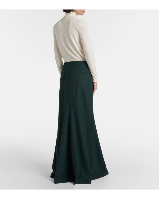 Victoria Beckham Green Asymmetric Maxi Skirt