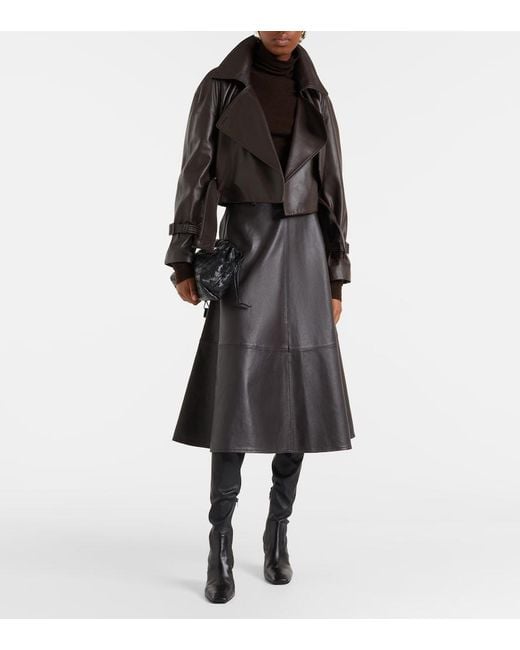 Nour Hammour Black Hatti Cropped Leather Jacket