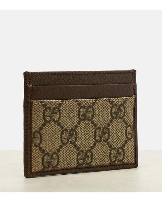 Gucci Metallic Ophidia Leather-Trimmed Card Holder