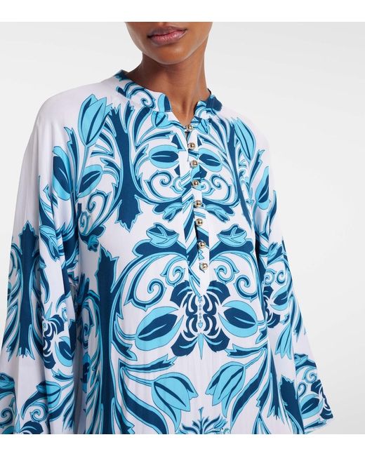 Melissa Odabash Blue Amity Printed Kaftan