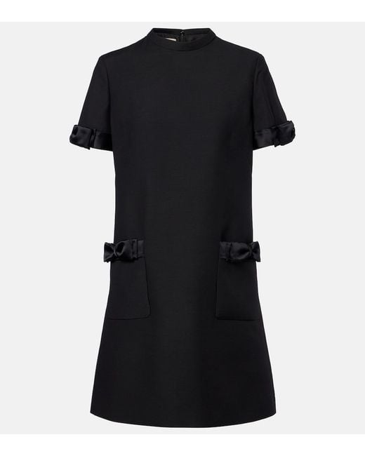 Valentino Black Crepe Couture Bow-Detail Minidress
