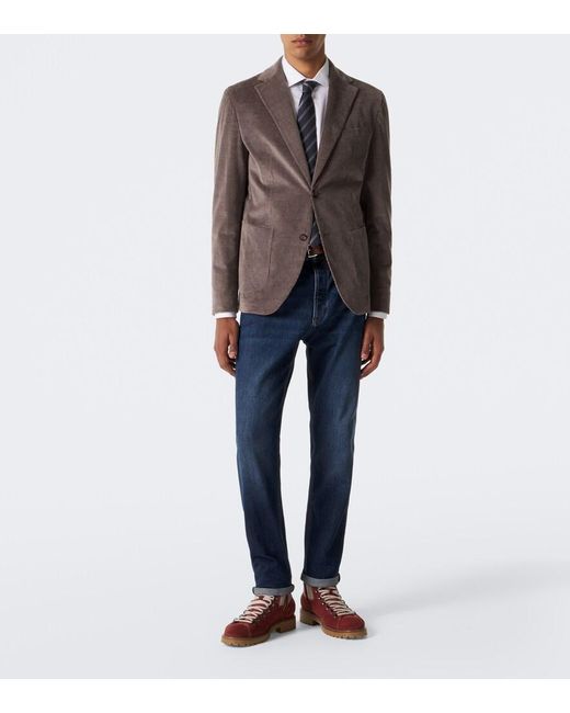 Eleventy Brown Cotton And Cashmere Corduroy Blazer for men