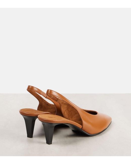 Loro Piana Brown Rebecca Leather Slingback Pumps
