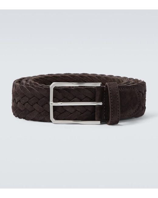 Canali Black Braided Suede Belt for men