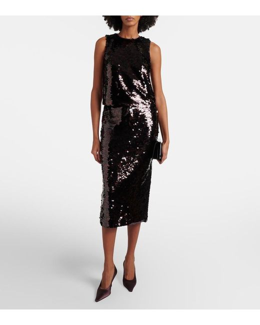 Staud Black Sequined Top