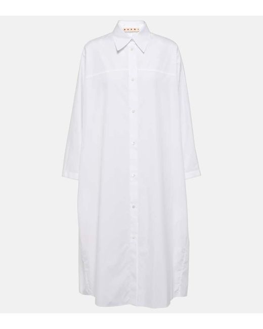 Marni White Hemdblusenkleid aus Baumwollpopeline