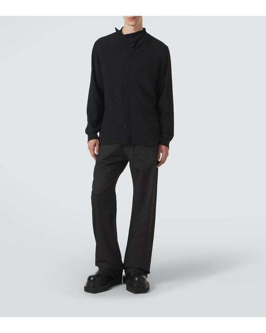 Rick Owens Black Island Draped Cady Shirt for men
