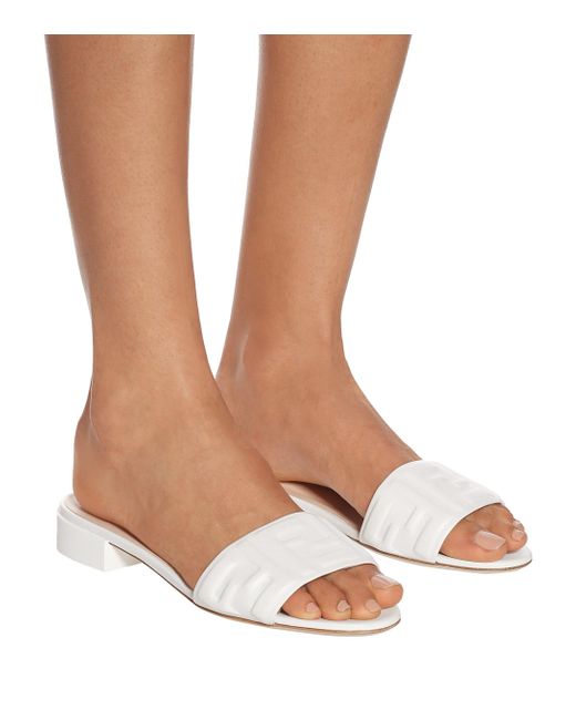 fendi leather mules with ff strap