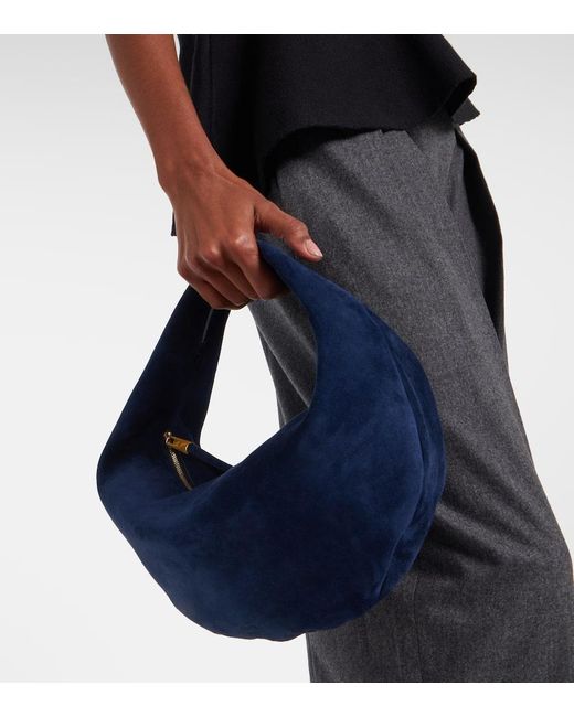 Khaite Blue Olivia Medium Suede Shoulder Bag