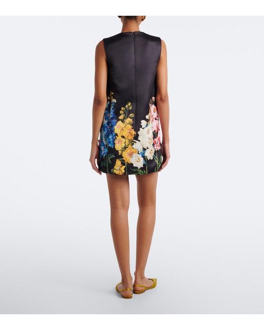 LEO LIN Black Yvonne Floral-Applique Minidress