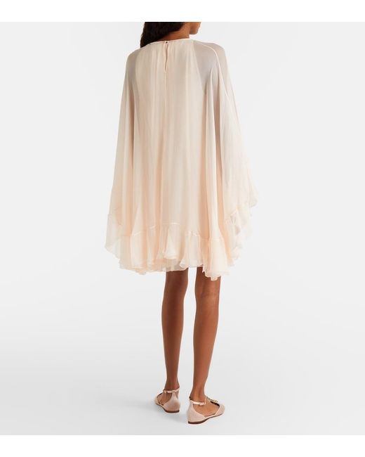 Chloé Natural Ruffled Silk Minidress