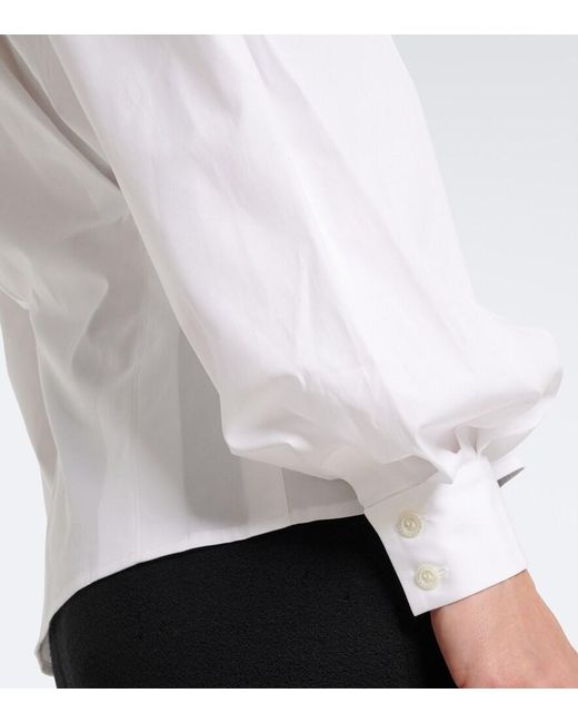 Carolina Herrera White Cotton-Blend Poplin Shirt