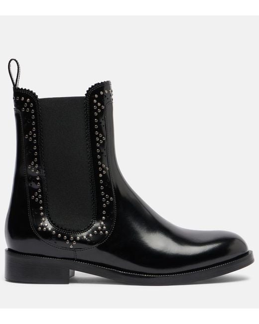 Aquazzura Black Skye Embellished Leather Chelsea Boots
