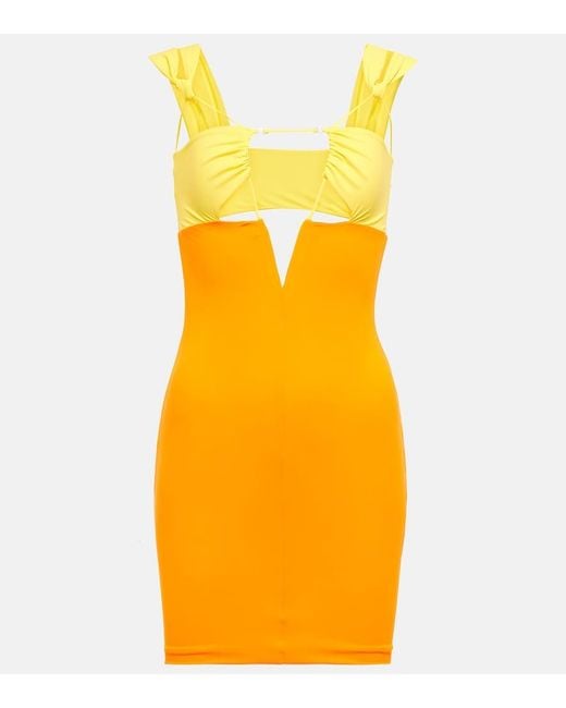 Nensi Dojaka Yellow Cutout Minidress