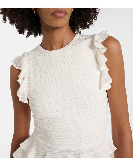 Zimmermann White Luna Ruffled Top