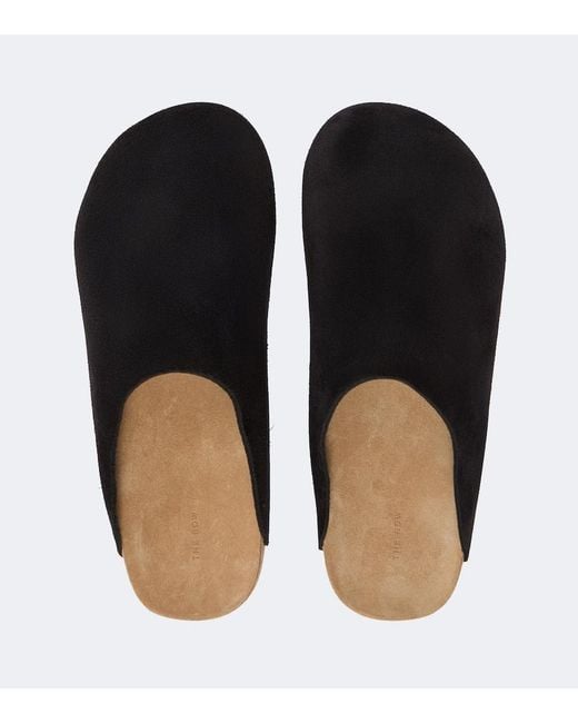 The Row Black New Lucca Suede Slip-On Shoes for men