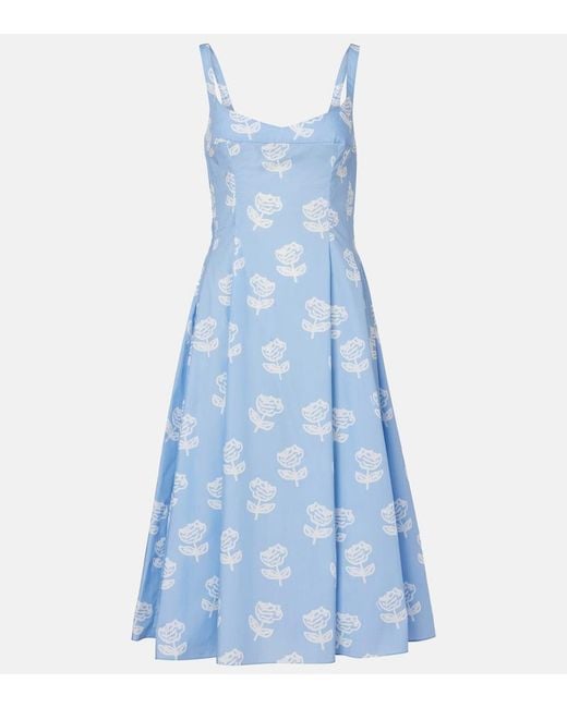 Marni Blue Floral Cotton Midi Dress